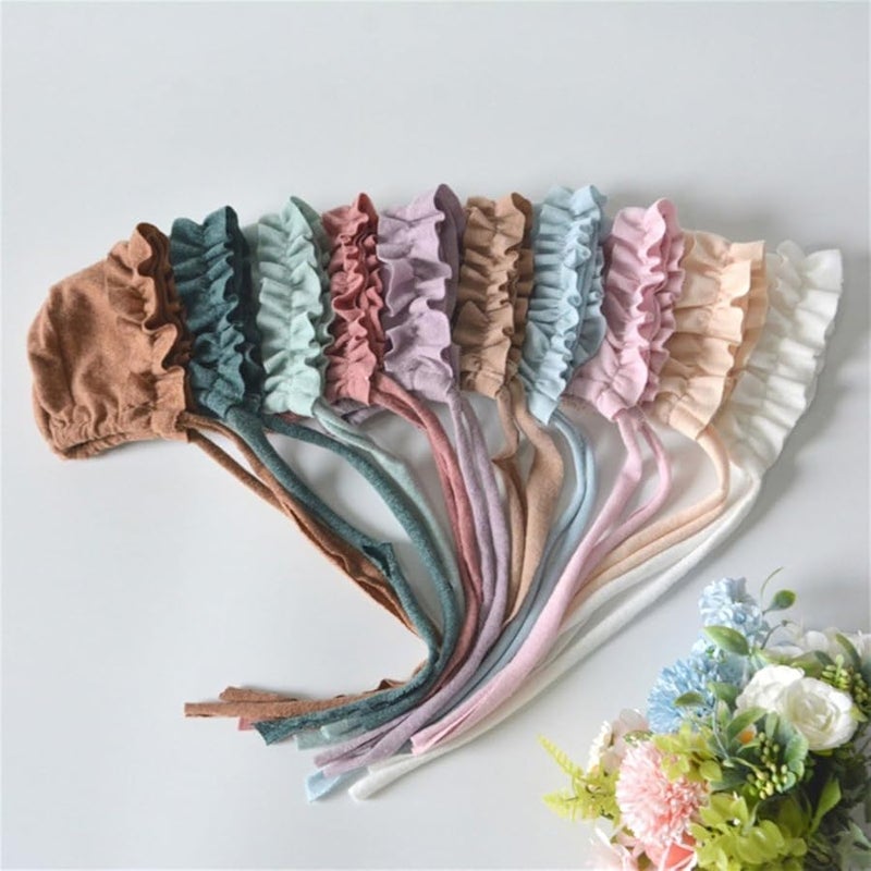 Brown Baby Photography Hat Soft Spandex Lace Rope Tied Newborn Photoshoot - Image 5